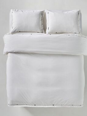 Anthropologie Taylor Organic Cotton Percale Embroidered Duvet NWT